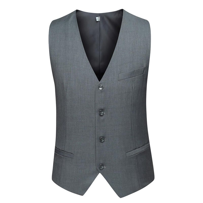 YFFUSHI Men's Slim Fit 3 Piece Suit One Button Blazer Tux Vest & Trousers,Dark Grey,Small - Image 4